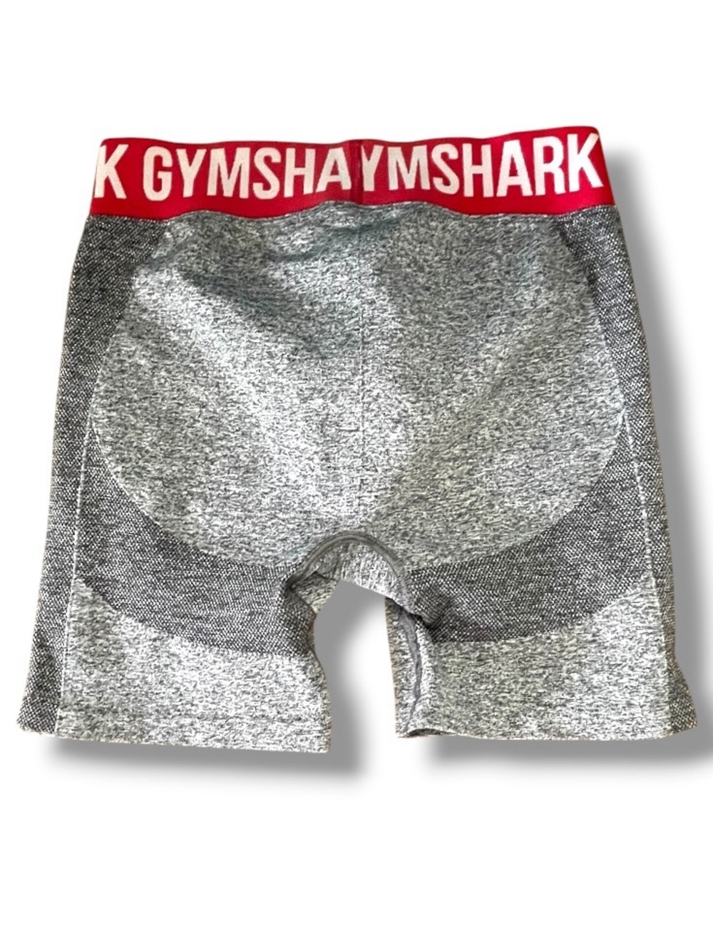 Gymshark Gray Contour Biker Shorts Red Logo Waistband High Rise Shapewear - Picture 2 of 8